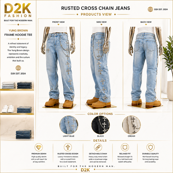 D2K Rusted Cross Chain Jeans